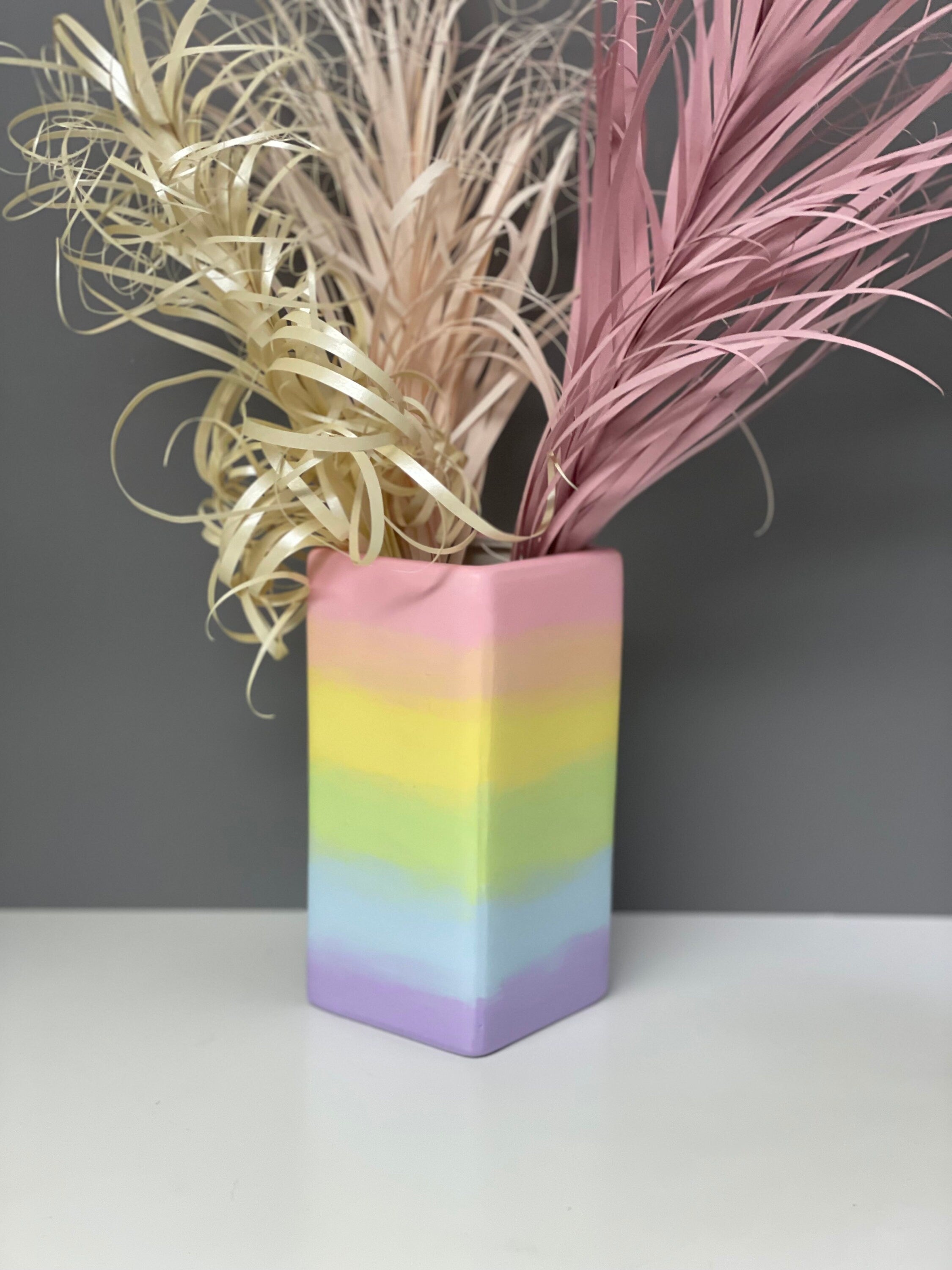 Hand painted Pastel ombré ceramic vase