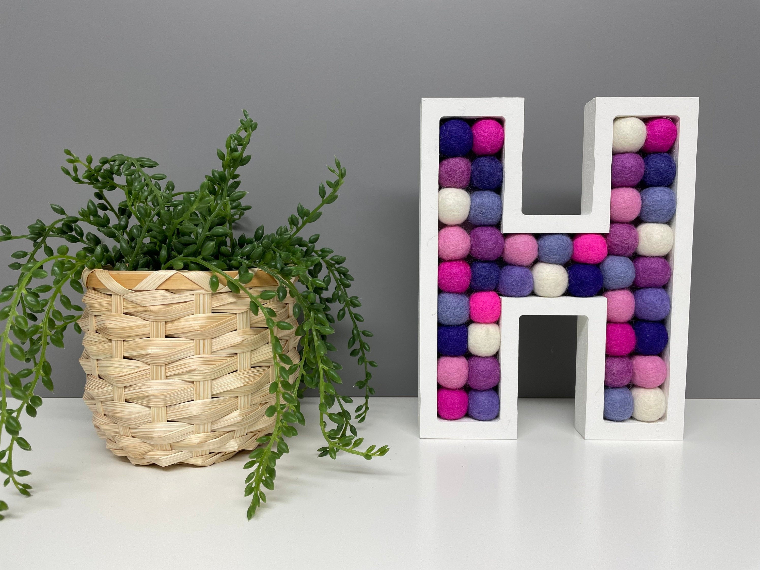 Wooden felt Pom Pom filled letter - A-Z wall letters - nursery decor - rainbow letters