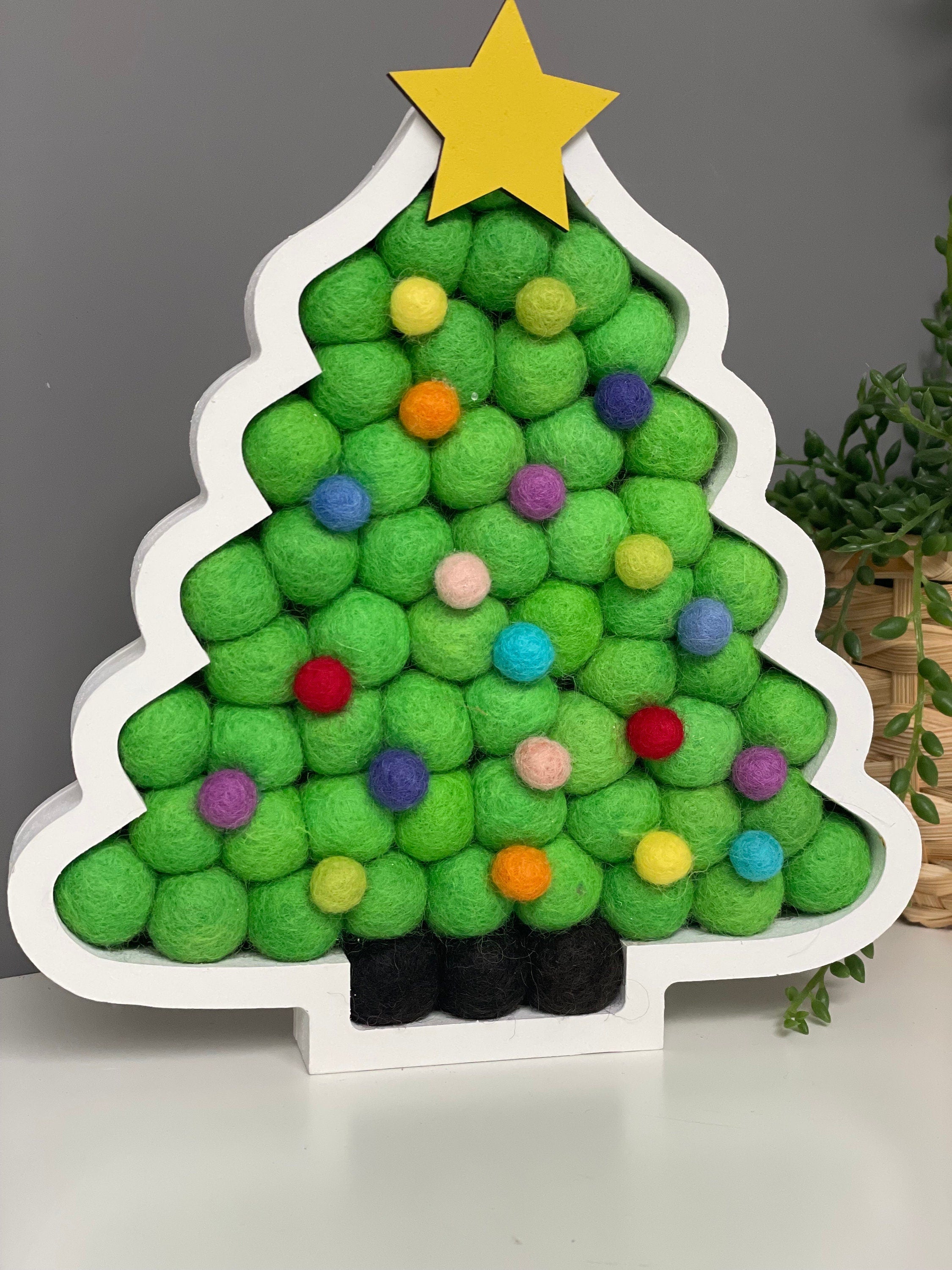 Pom Pom Christmas tree, Christmas decoration, freestanding pom pom Christmas tree.