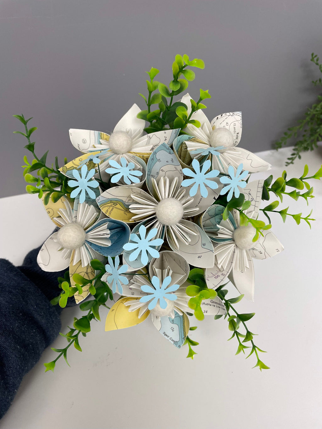 Paper flower pot, Mother’s Day, Sea Charts, Pom Poms, Wedding Flowers, valentines.