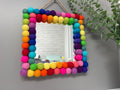 Rainbow Pom Pom Mirror, Playroom Nursery Decor, 20cm Square
