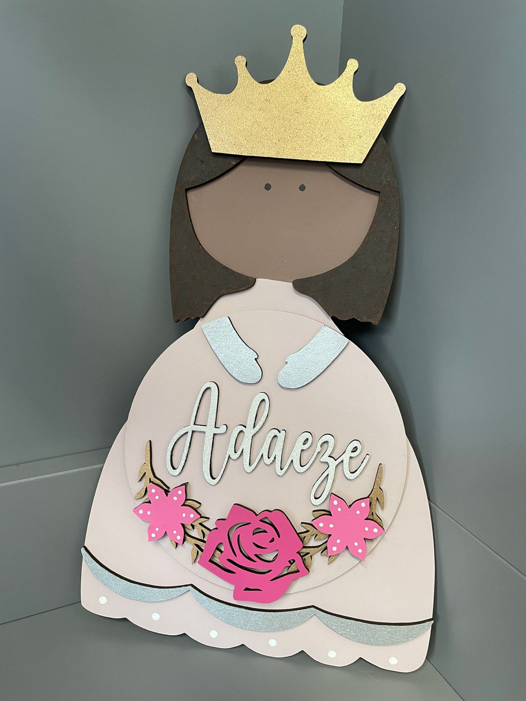 Princess Name Plaque - bedroom door sign - children’s name sign - personalised name plaque - princess wooden sign.