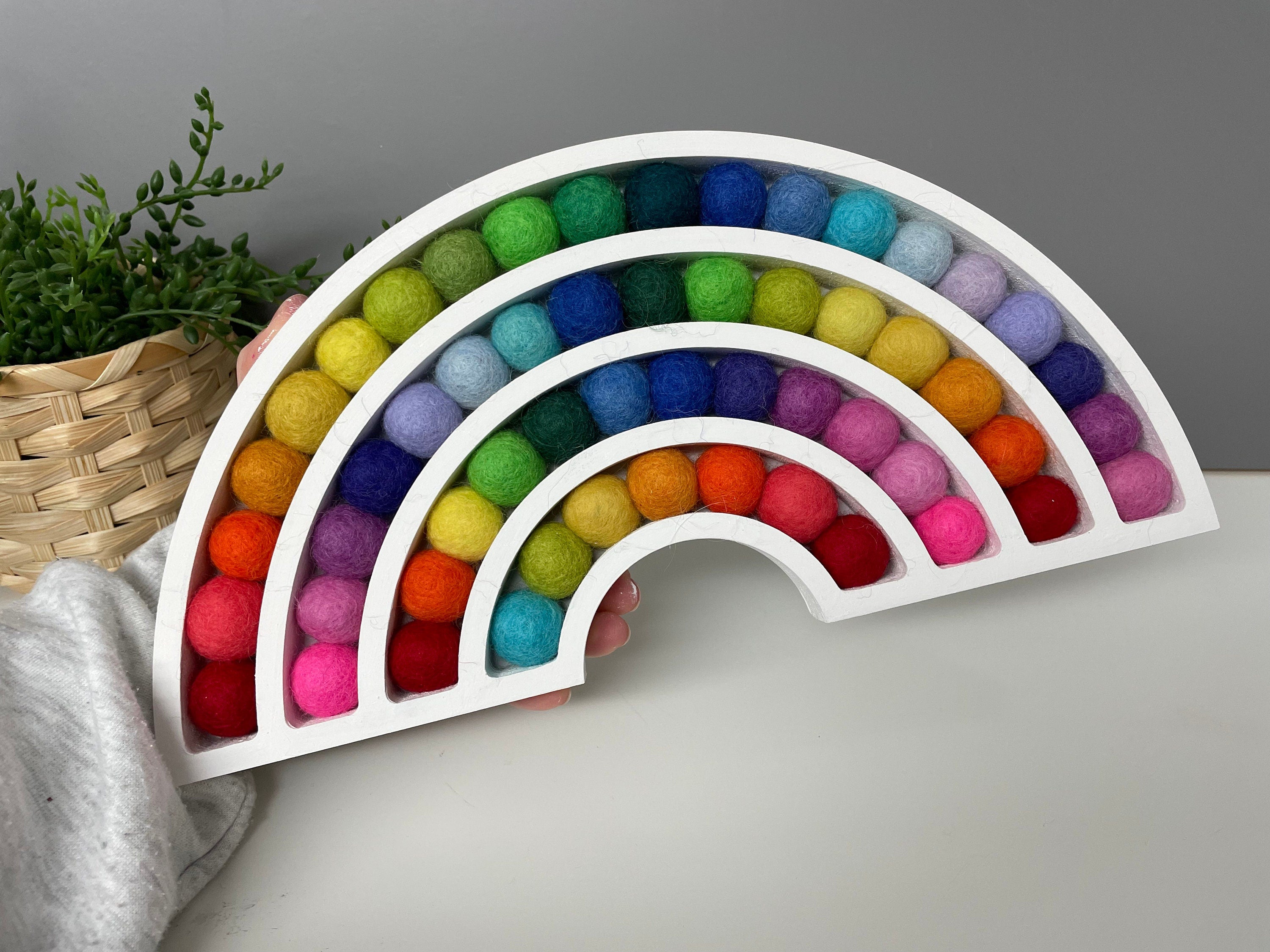 Pom Pom wooden rainbow