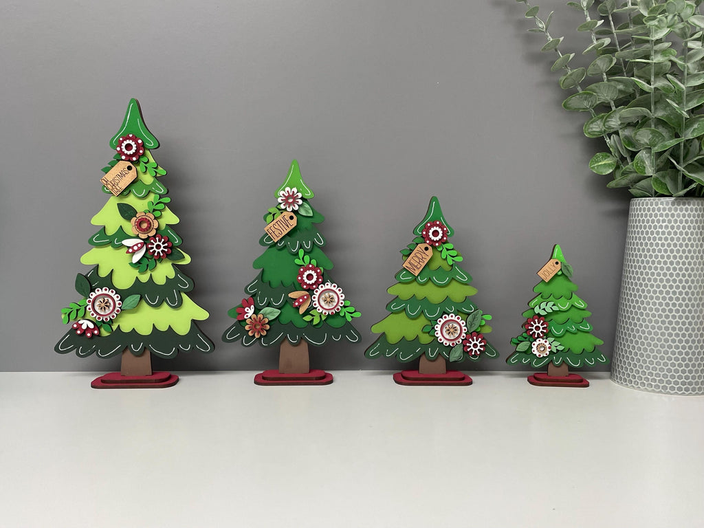Wooden Christmas Tree decoration, hand painted Christmas tree, Fireplace Decor