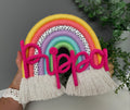 Personalised macrame rainbow with knitted wire name - nursery decor - new baby gift - home decor - rainbow wall hanging - knitted wire words
