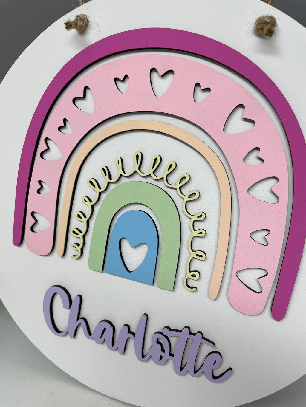 Circular rainbow name wall plaque - name sign - nursery decor - childrens name sign - personalised rainbow sign.