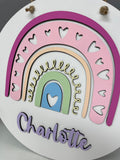 Circular rainbow name wall plaque - name sign - nursery decor - childrens name sign - personalised rainbow sign.