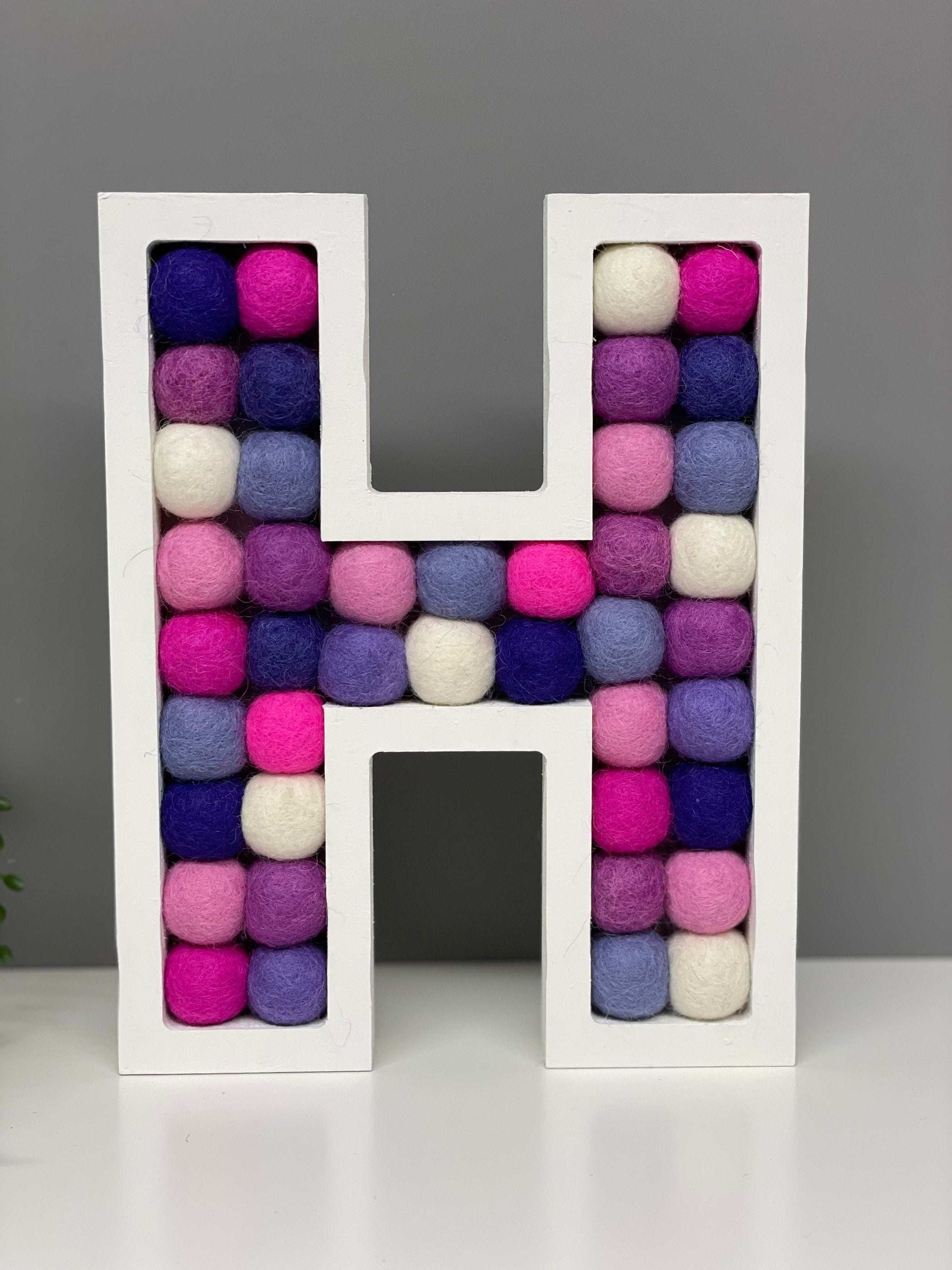 Wooden felt Pom Pom filled letter - A-Z wall letters - nursery decor - rainbow letters
