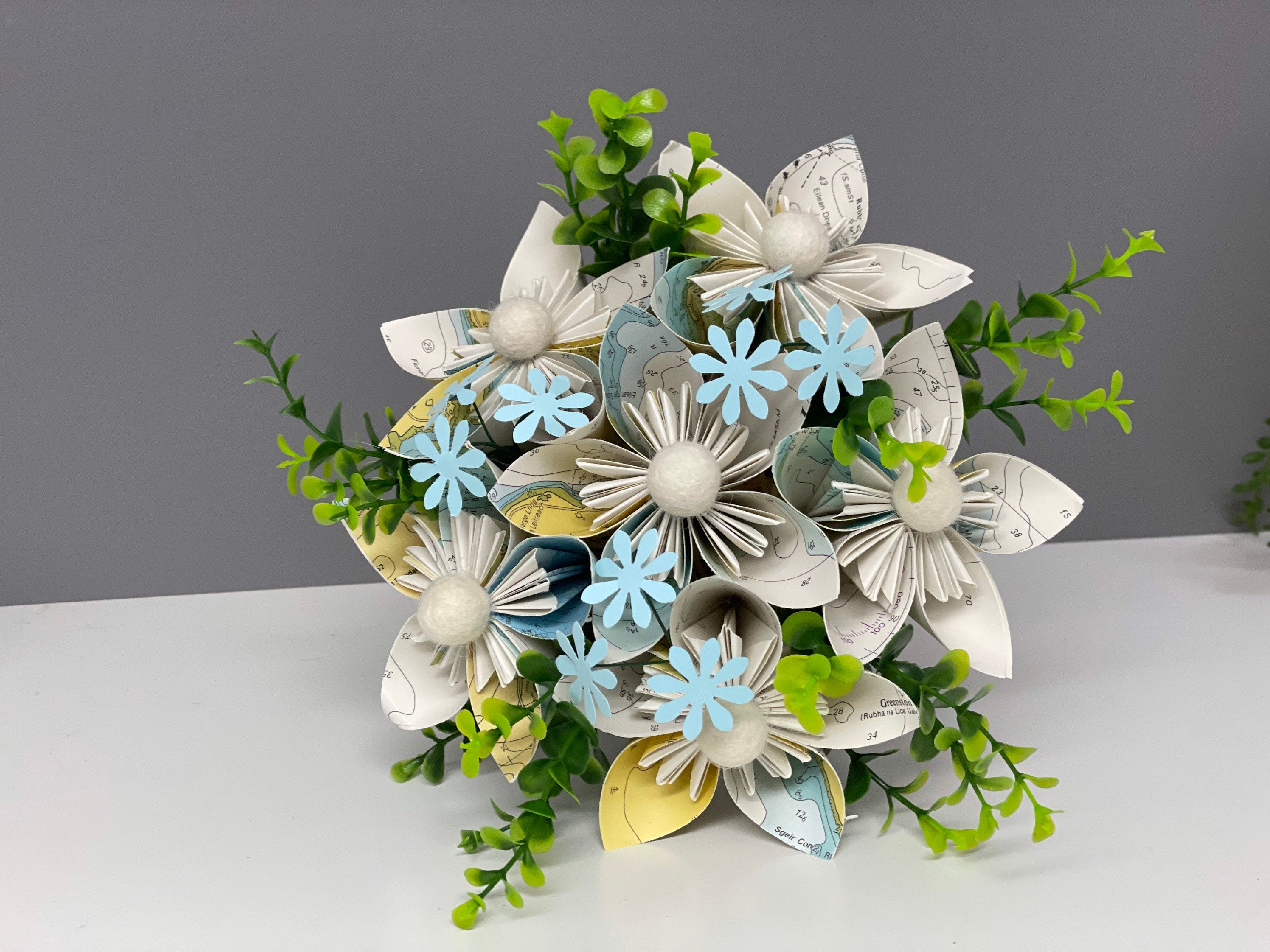 Paper flower pot, Mother’s Day, Sea Charts, Pom Poms, Wedding Flowers, valentines.