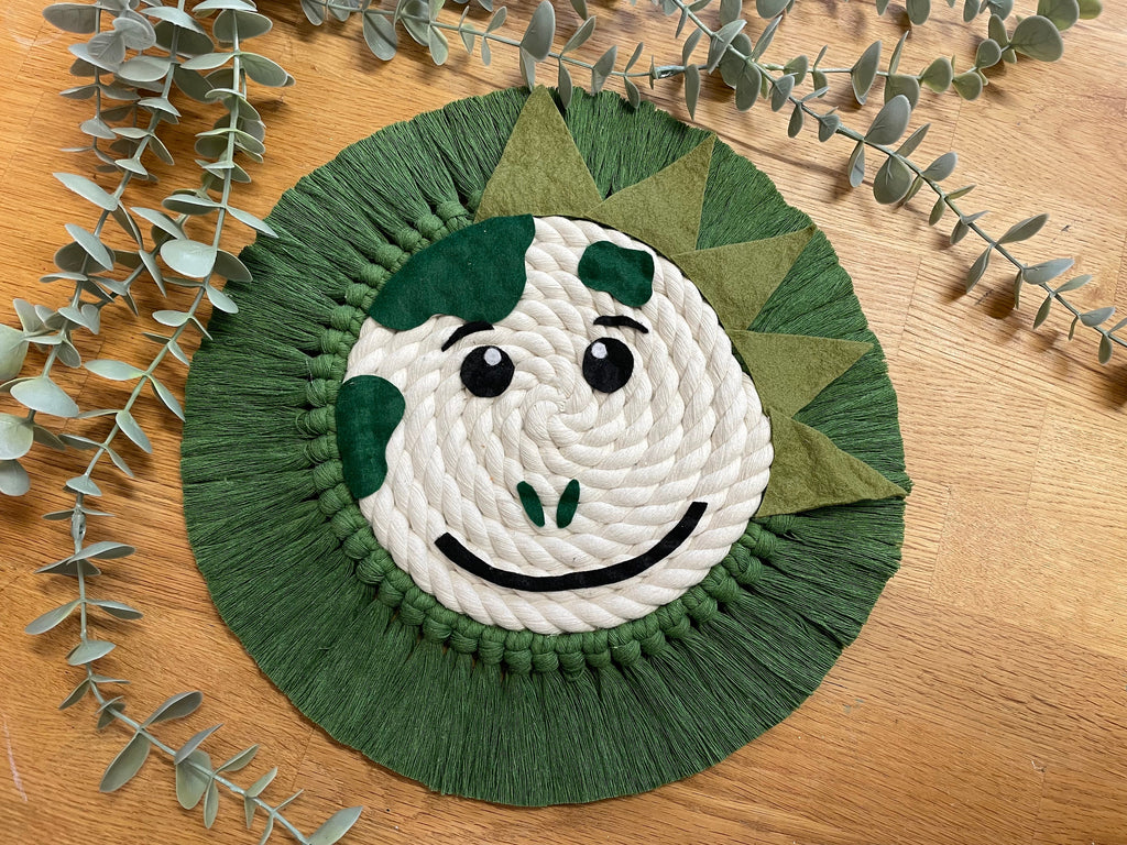 Dinosaur macrame rope animal, rope animal face, nursery decor