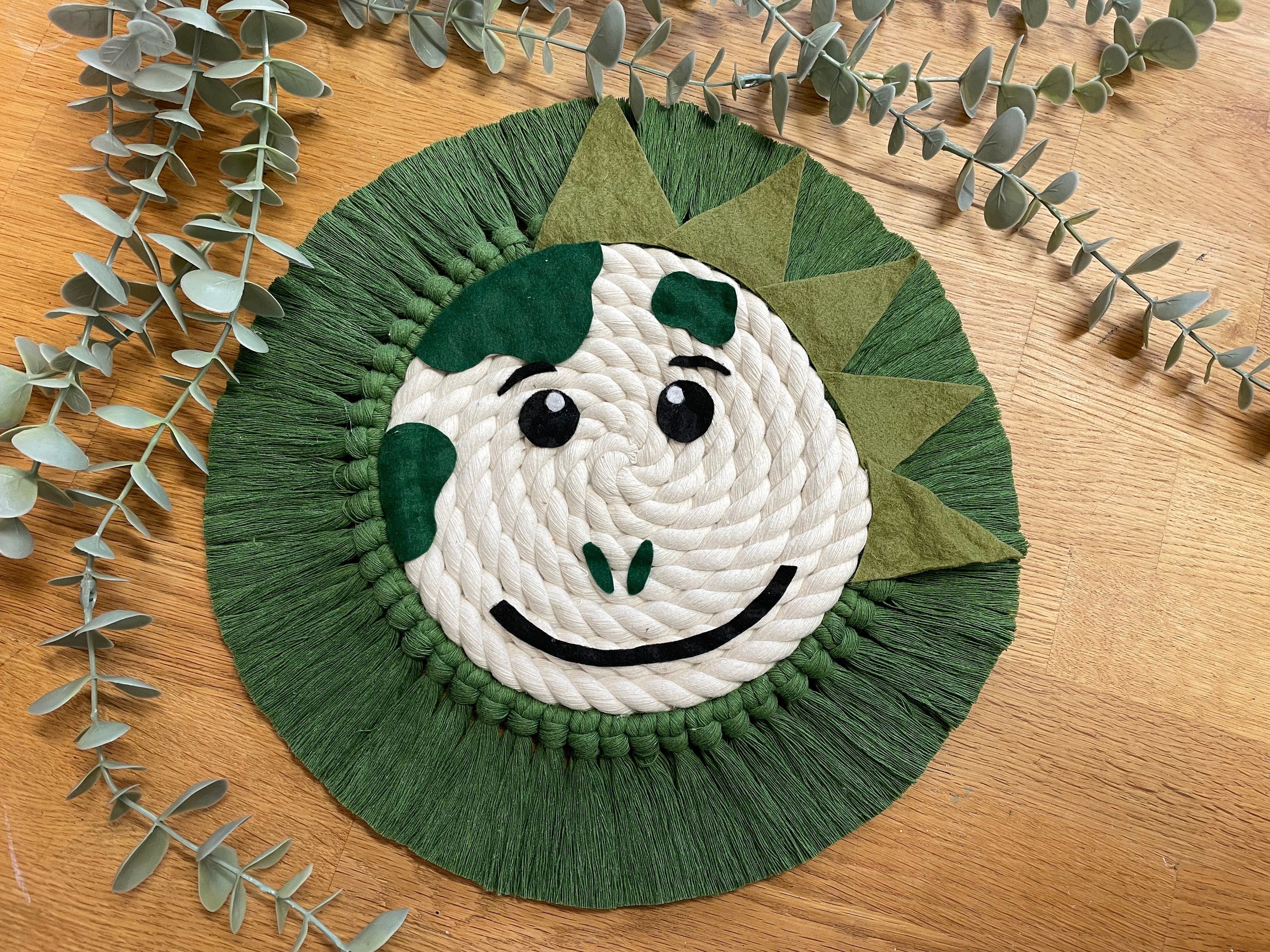 Dinosaur macrame rope animal, rope animal face, nursery decor