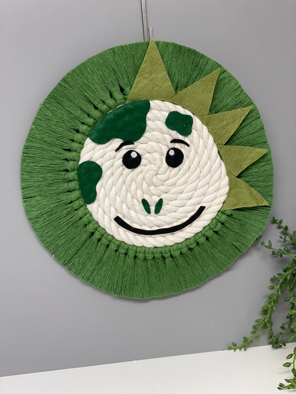 Dinosaur macrame rope animal, rope animal face, nursery decor
