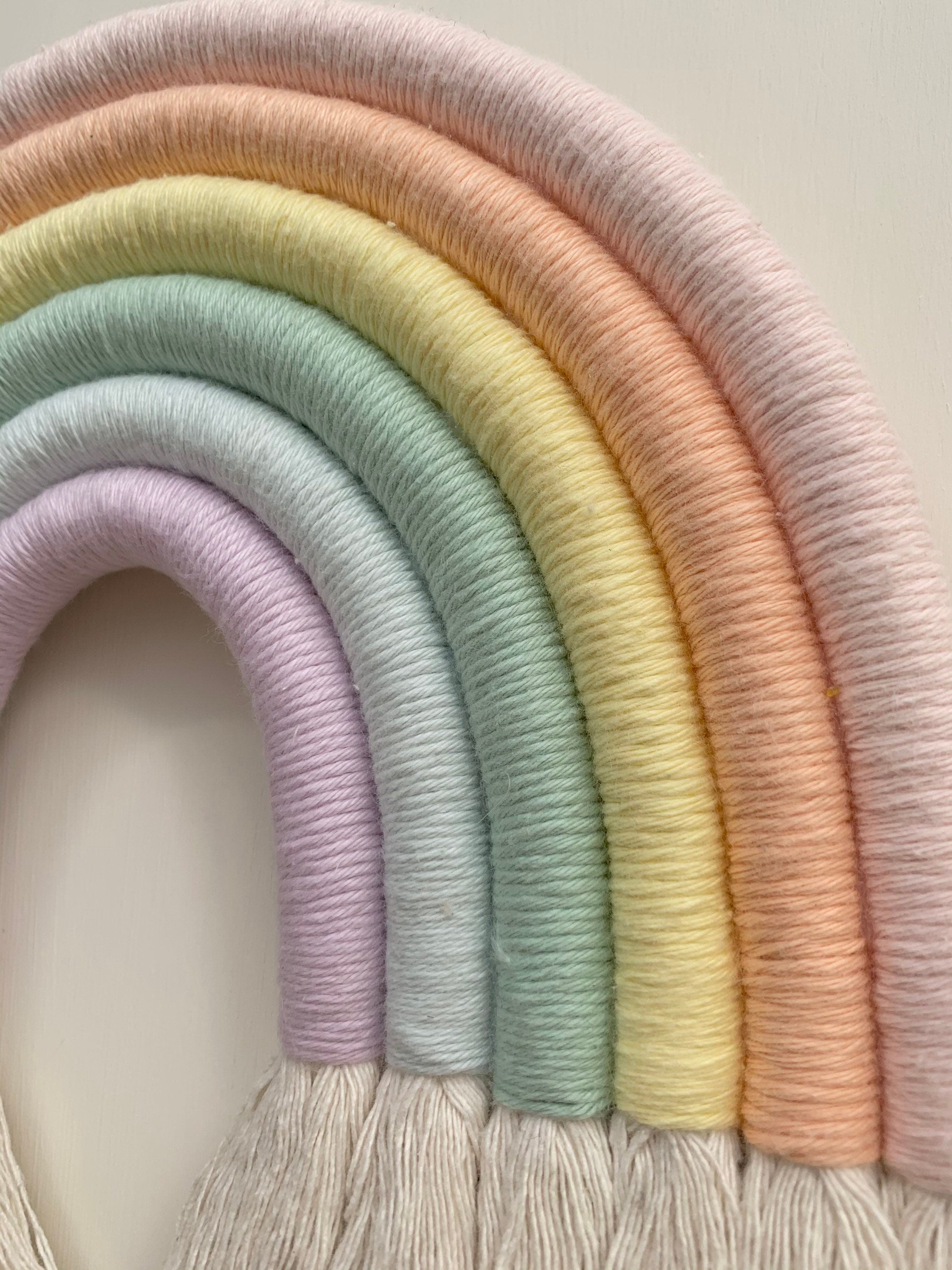Rainbow wall hanging- pastel rainbow - fibre art - nursery decor- playroom - new baby - baby shower - macrame rainbow