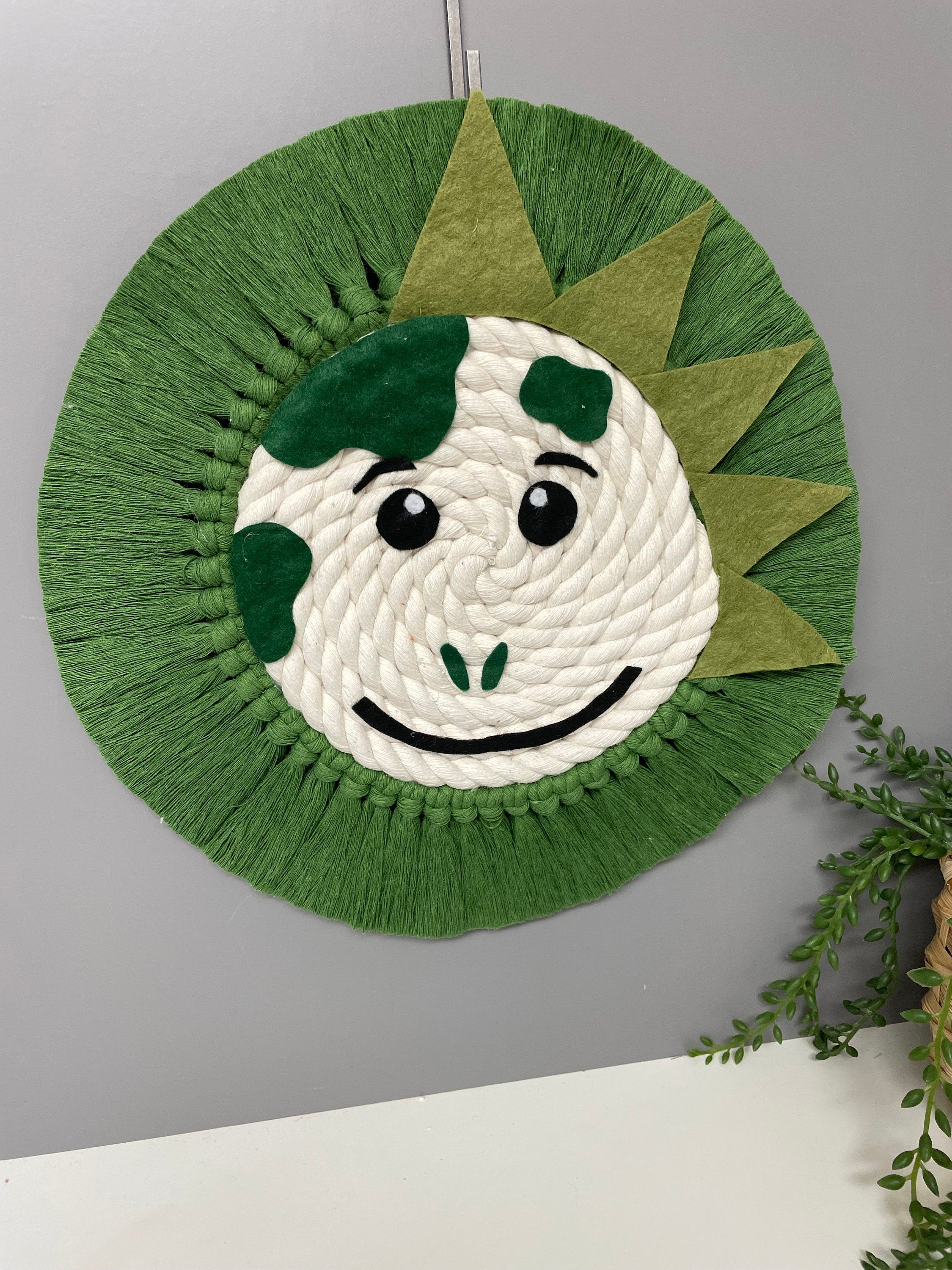 Dinosaur macrame rope animal, rope animal face, nursery decor