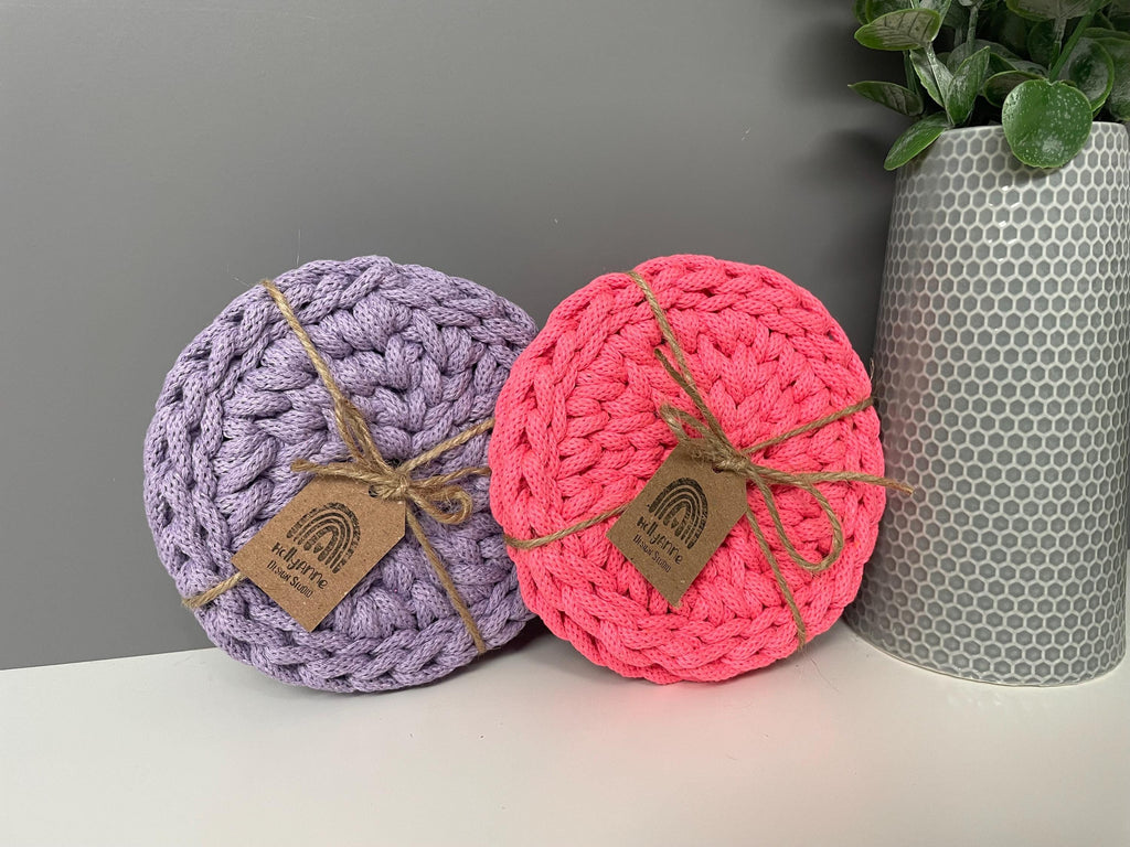 Handmade Crochet Coasters, Chunky Crochet coasters, home decor