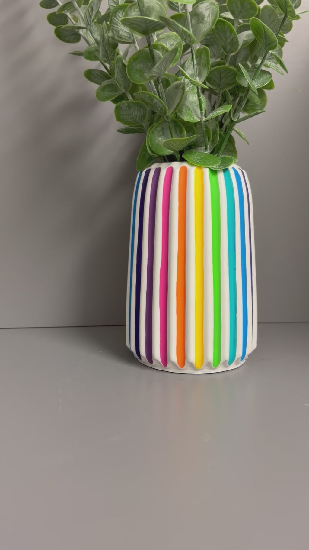 Jesmonite rainbow stripe vase