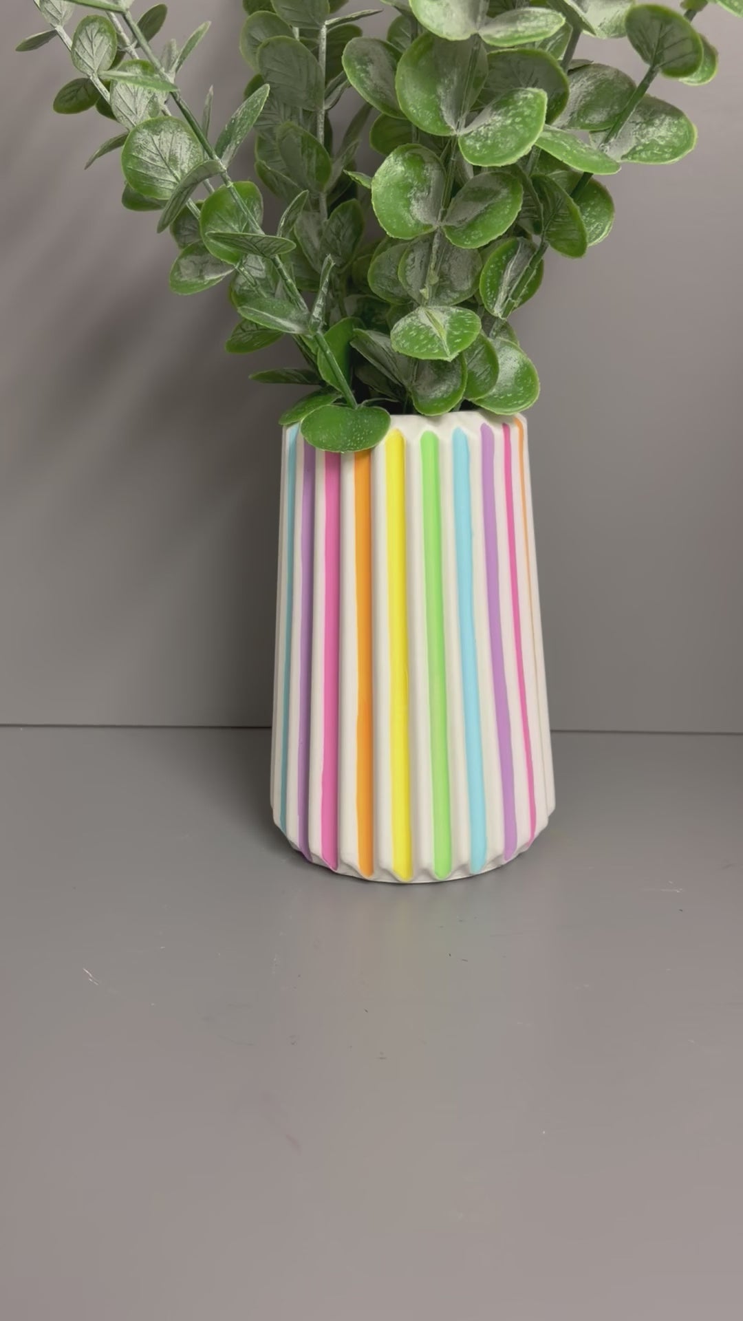 Handmade Jesmonite eco resin pastel stripe vase